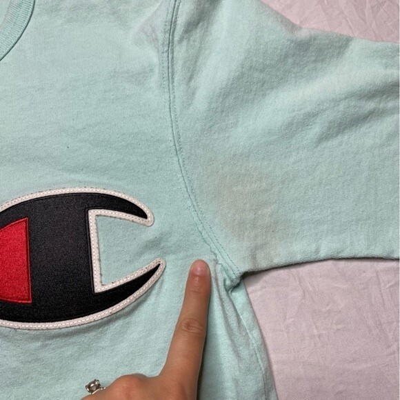 Champion Light Blue Large Logo T-shirt Size Small - Picture 5 of 8